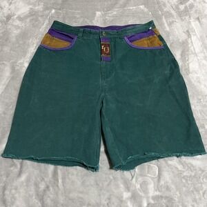 BOXX Shorts Mens 38 Green Purple Colorblock Cutoff Cotton Zip Fly 12 Inseam